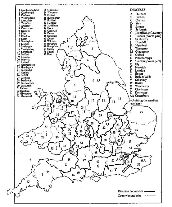 The Dioceses of England and Wales, 1550-1835 