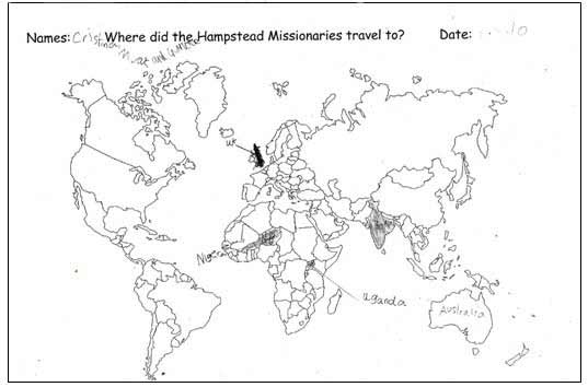 missionaries' destinations map