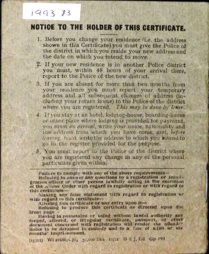 Alien's Certificate of Registration