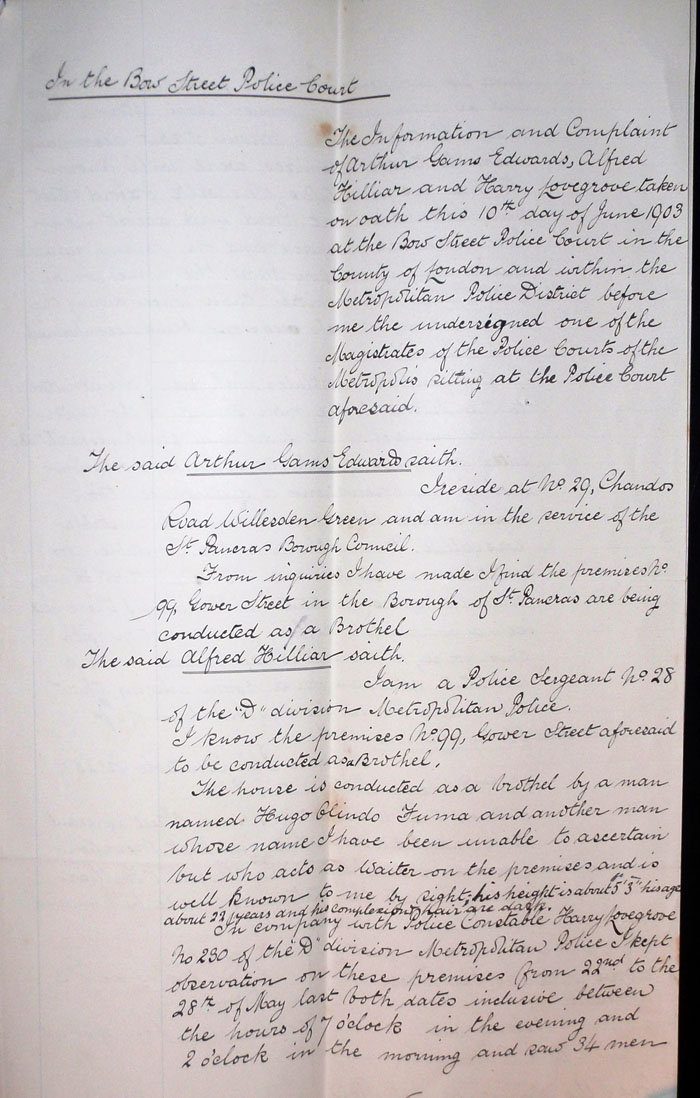 Evidence of complaint against a brothel, 10th June 1903, page 2