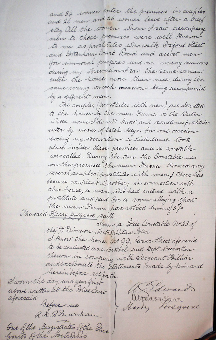 Evidence of complaint against a brothel, 10th June 1903, Page 3