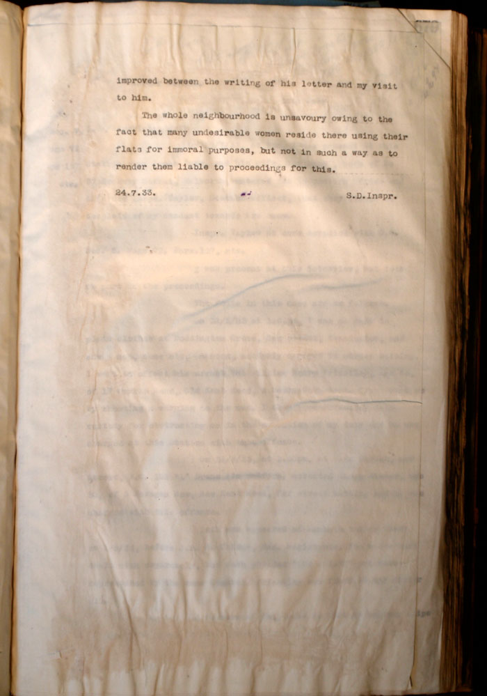 L Division Memo on complaint against a brothel, 24th July 1903, Page 2