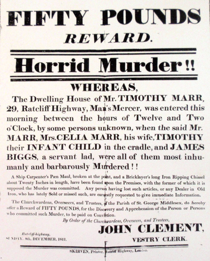 The Vestry offers £50 reward for a murderer in 1811