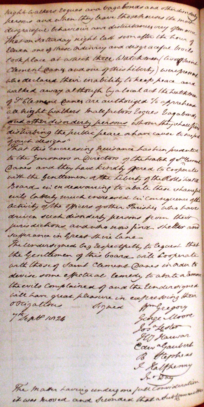 Minutes of the Governors of the rolls 8th September 1824 page 2