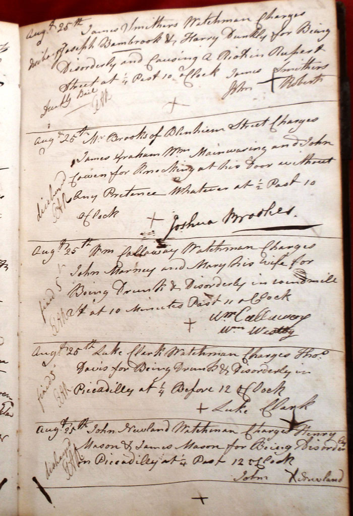 St James Charge Book  for 24-25th August 1822