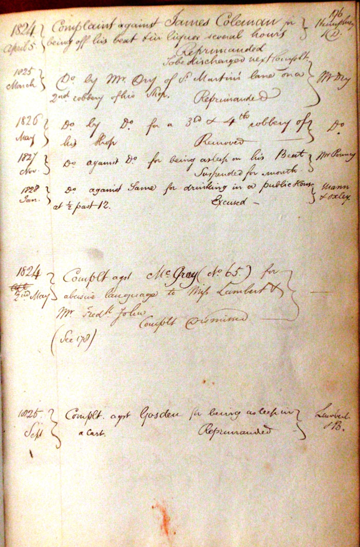 St Martin's complaint book for 5th April 1824