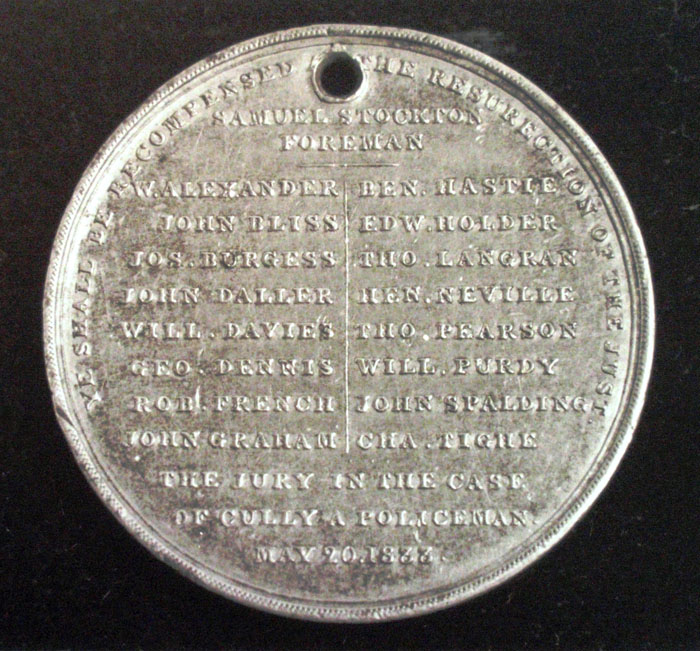 The obverse of the 'Culley' medallion, 1833