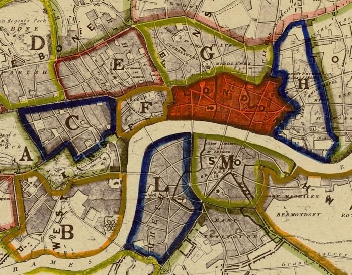 Jurisdiction of the Metropolitan Police 1837- central area