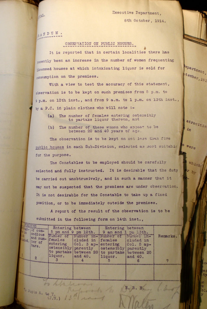 Memorandum: Observation on Public Houses, 8th October 1914
