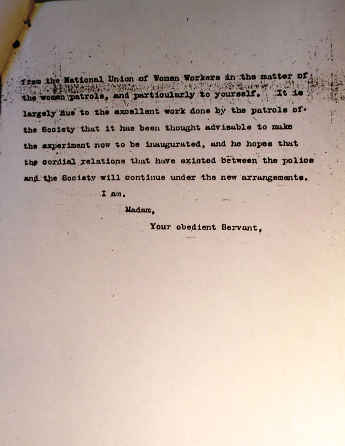 Letter to the National Union of Women Workers, 1918