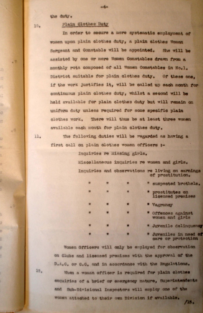 Memorandum on reoganisation of the Women Police, 11th June 1932
