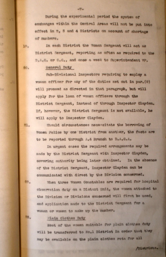 Memorandum on reoganisation of the Women Police, 11th June 1932