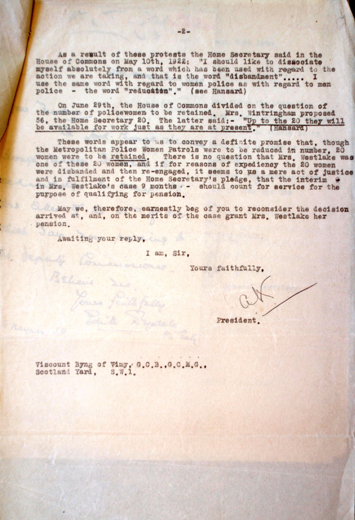 Letter from the National Council of Women to the Commissioner, 23rd November 1929