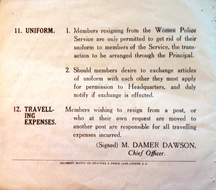 Regulations of Women Police Service, 1916