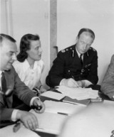 Eric St Johnston in 1947 during discussions in Munich about progress in re-organising the German police.
