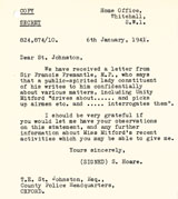 Letter to St Johnston requesting information about Unity Mitford