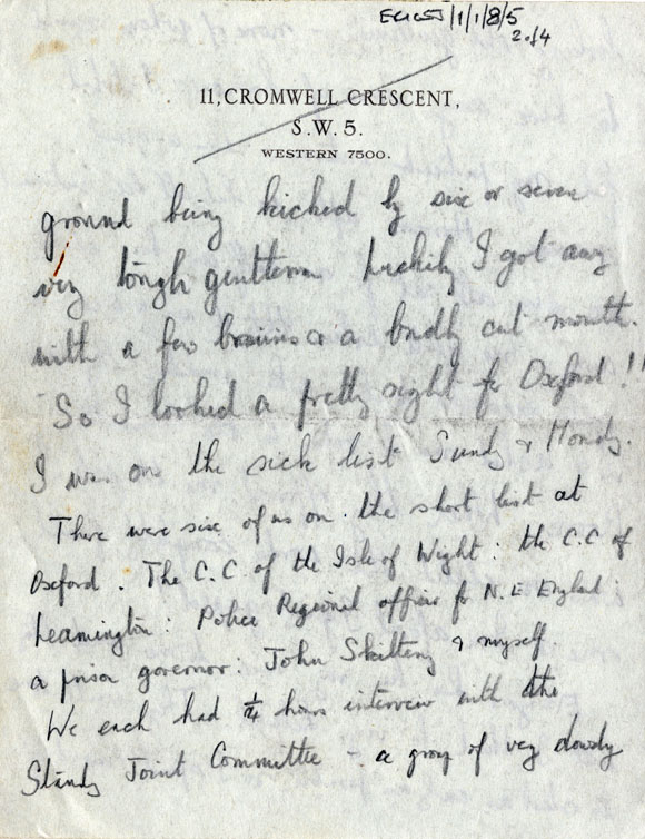 St Johnston's letter to his parents: page 3