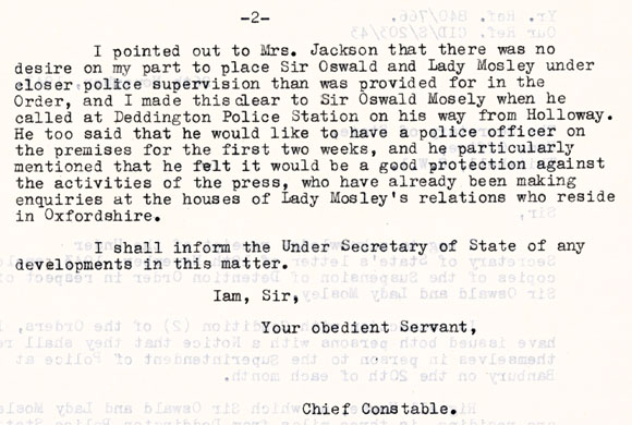 St Johnston's letter regarding Sir Oswald and Lady Mosley page 2