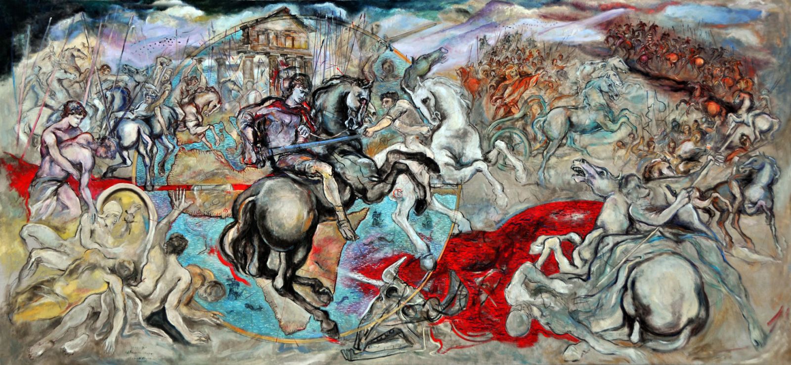 Franco Murer, ‘Alessandro Magno’, 2018-19, oil painting on canvas, 360x170cm