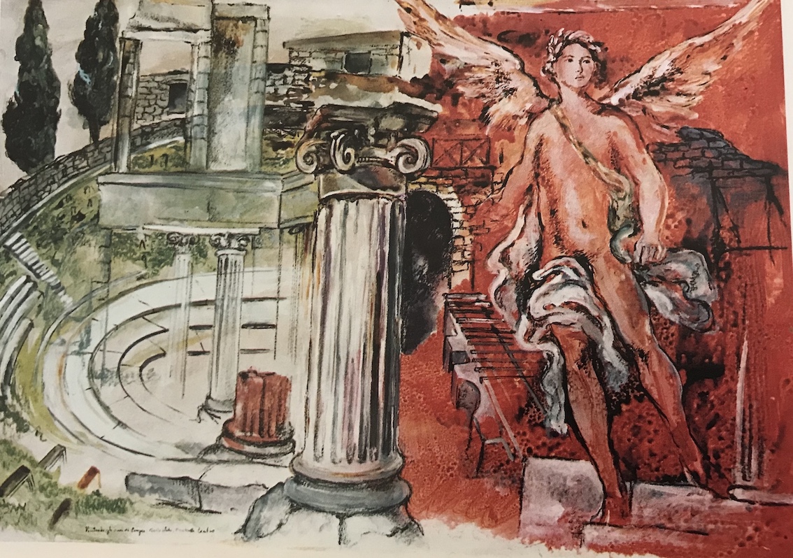 Franco Murer, ‘S. Michele protettore della Nuova Pompei’, mixed technique, 100x70cm