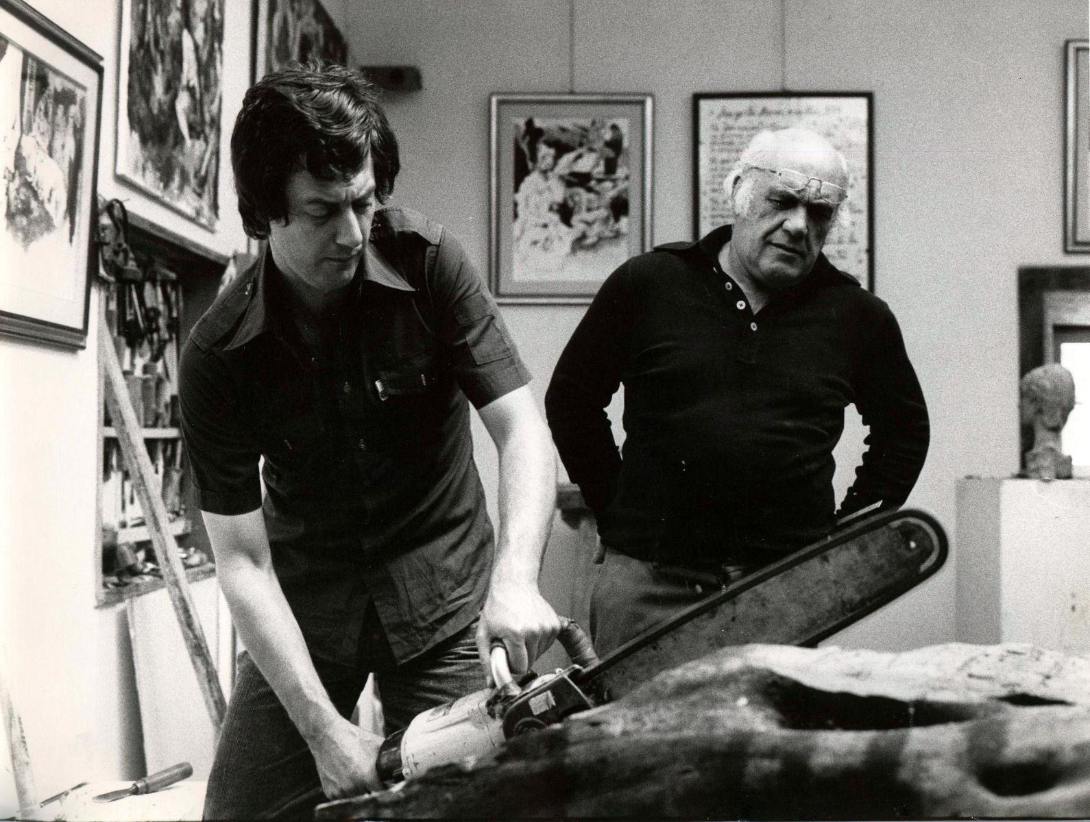 Franco and Augusto Murer in the studio in Falcade
