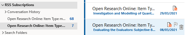 Image of populated ORO results in email folder in Outlook.