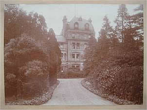 An old black and white photograph of Normansfield entrance