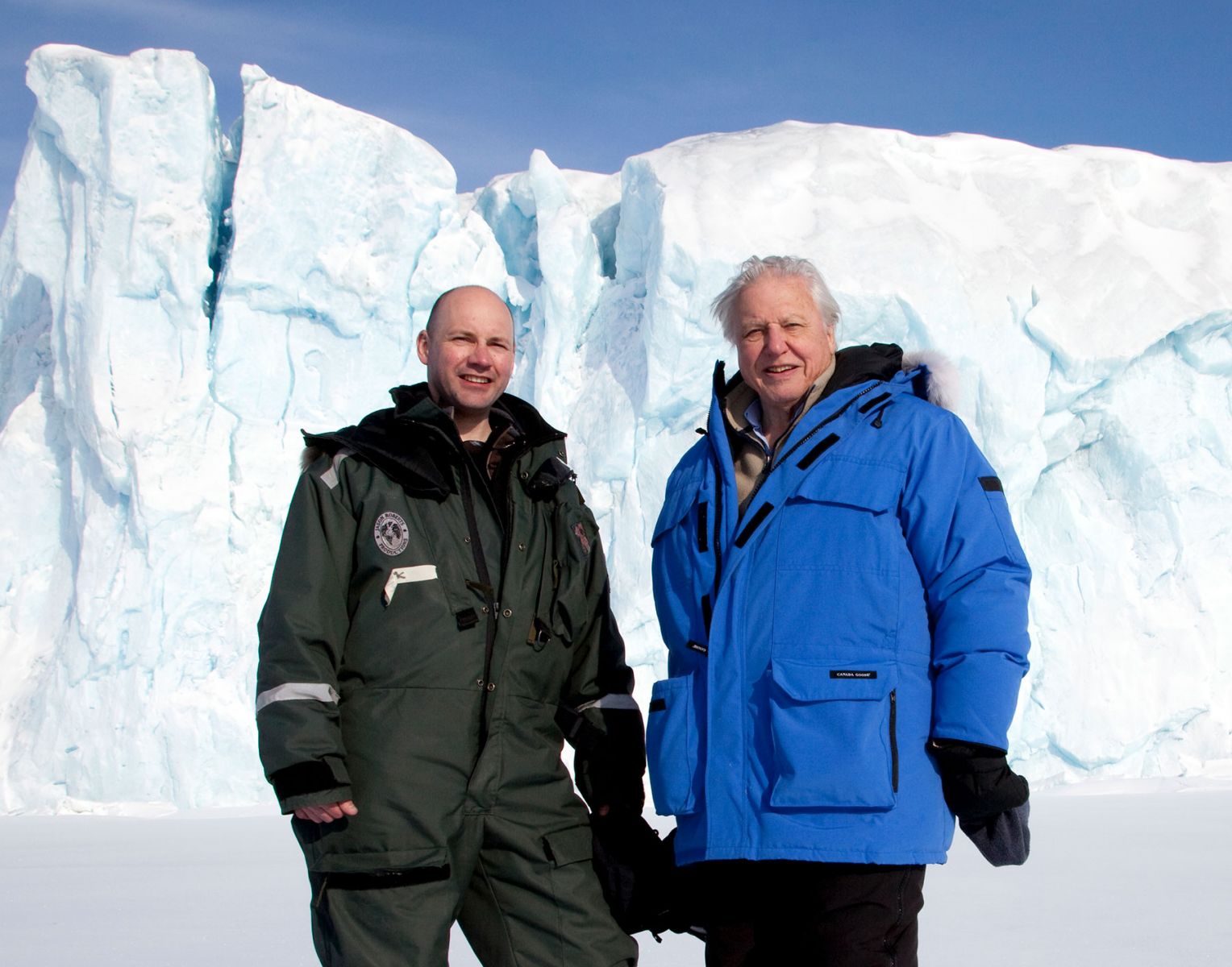 Mark Brandon and Sir David Attenborough in Svalbard
