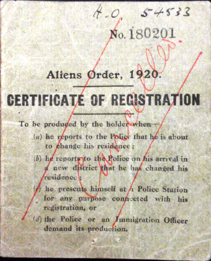 Alien's Certificate of Registration