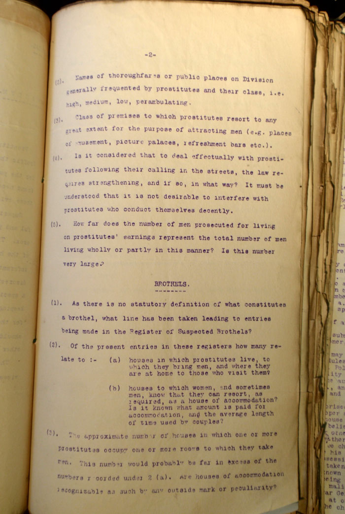 Executive Memo on Apprehending prostitutes, 11th March 1923, Page 2