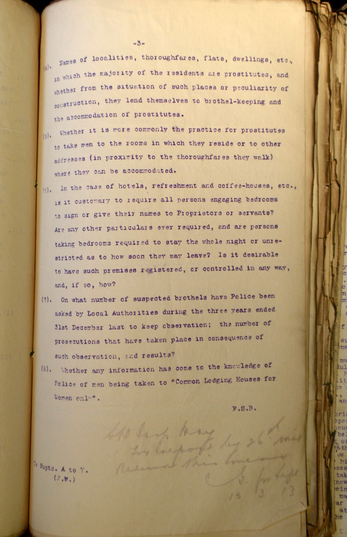 Executive Memo on Apprehending prostitutes, 11th March 1923, Page 3