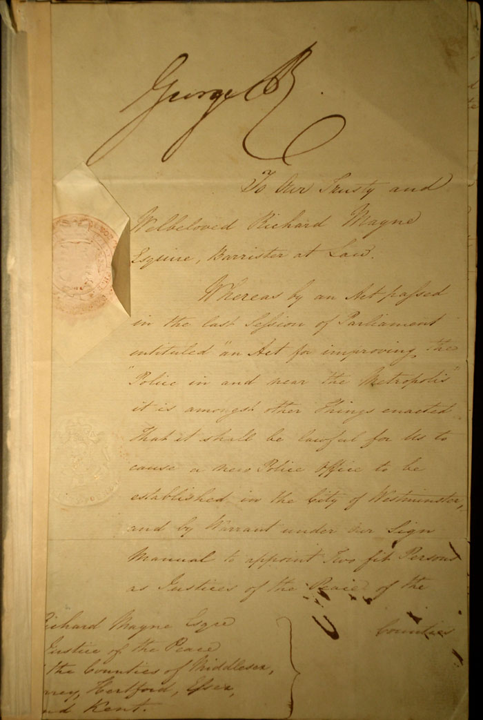 Mayne's appointment as Justice of the Peace, 7th July 1829, page 1