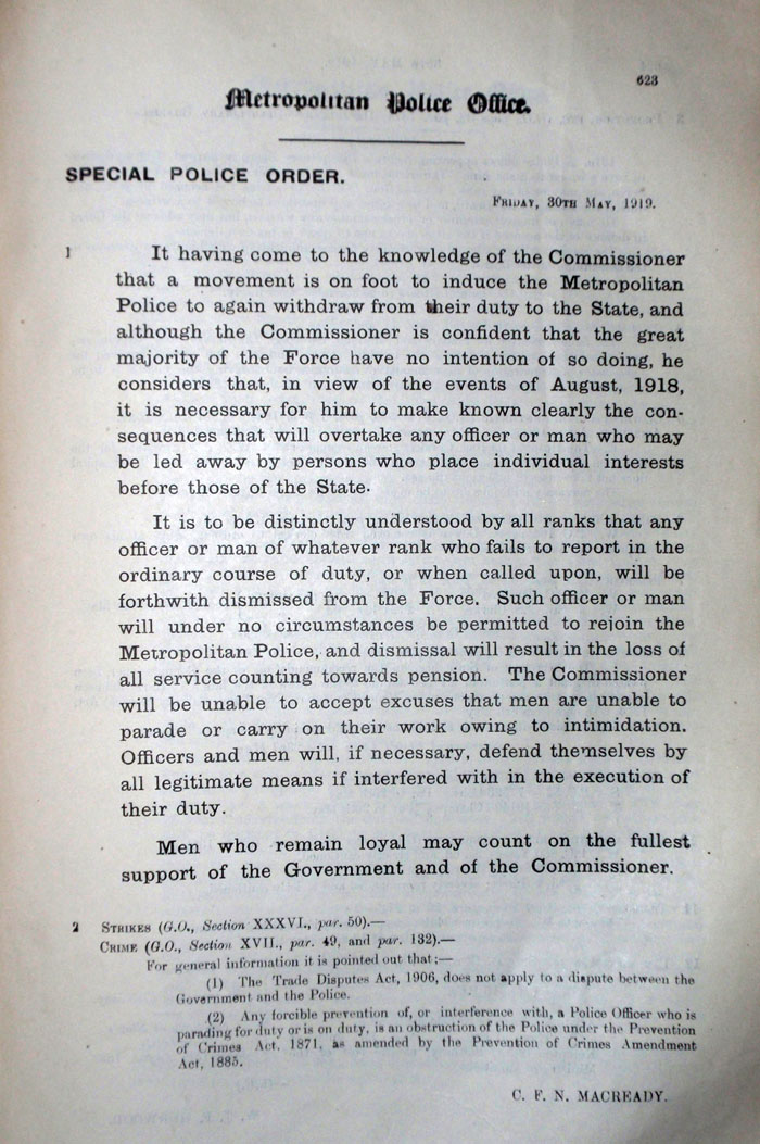 Special Police Order, 30th May 1919