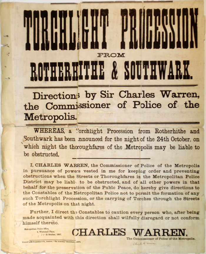 Poster banning a procession on 24th October 1887