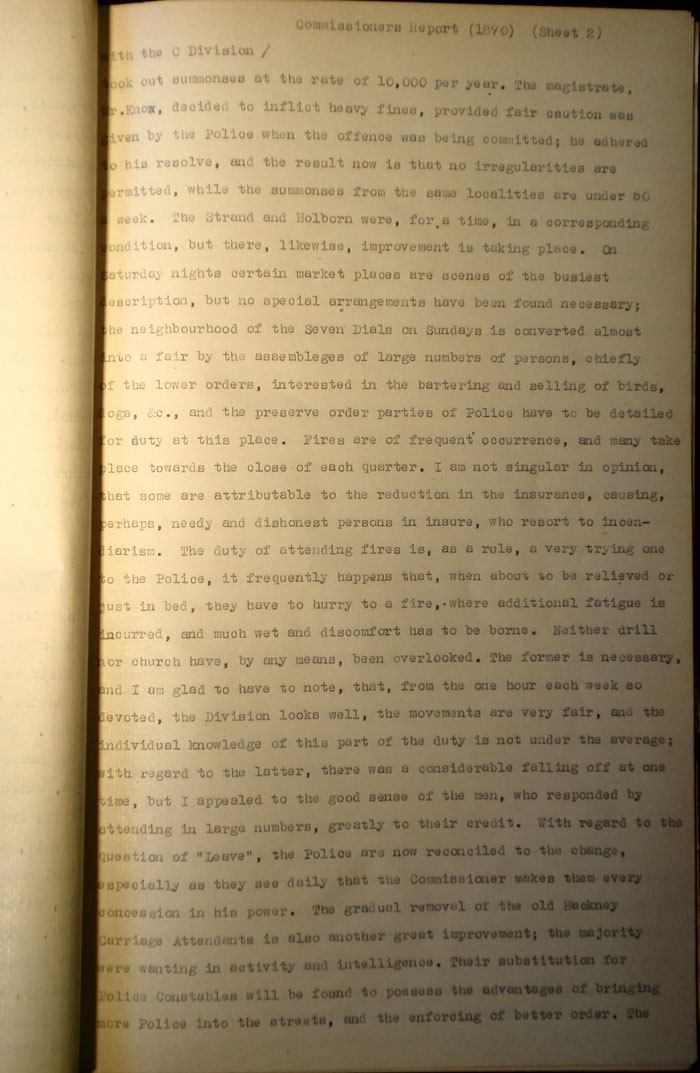 Extract from the Commissioner's report for 1870