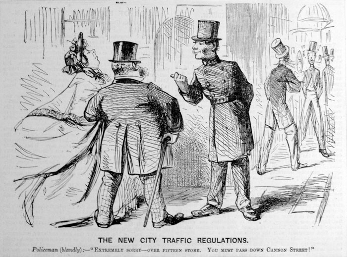 Cartoon depicting the new City traffic regulations