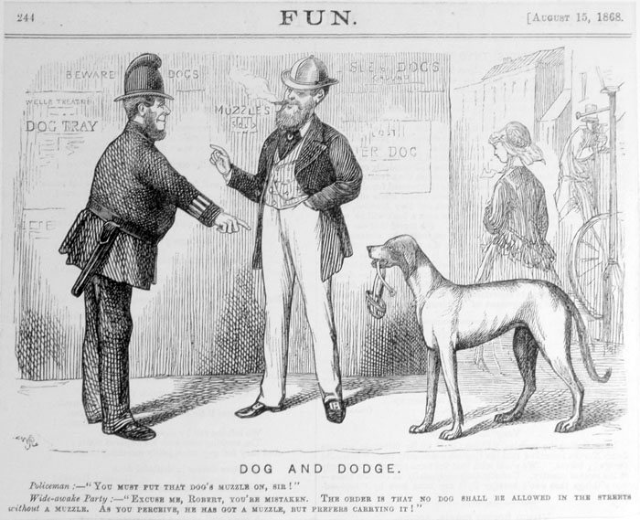 Metropolitan Streets Act 1867 required dogs to carry a muzzle