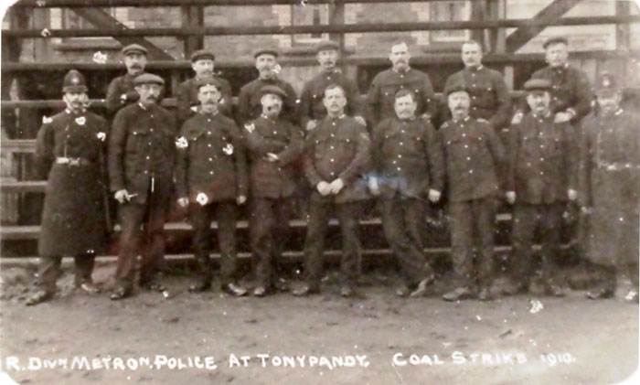 Men from 'R' Division at Tonypandy during the Coal Strike of 1910
