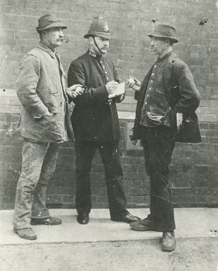 Three policemen mounting a speed trap for motorists c.1900