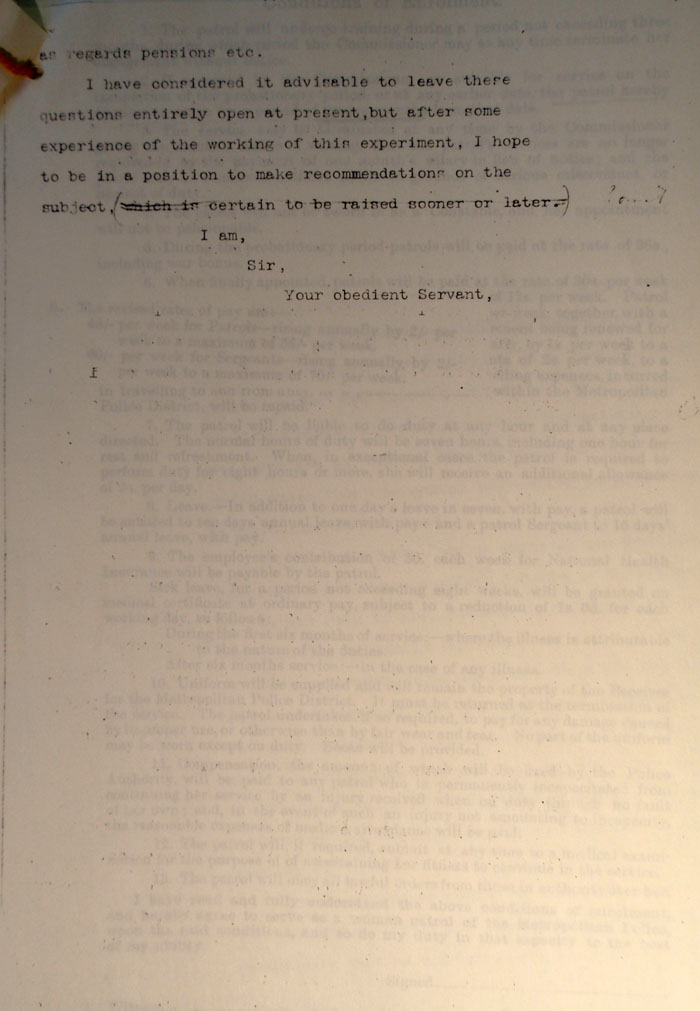 Letter to the Home Office on Women Police, 1918