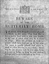 Warning notice for butterfly bombs