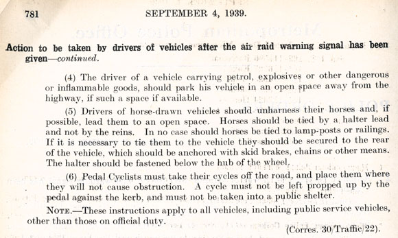 page 2 of Police 0rders for drivers of vehicles during an air-raid