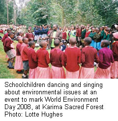  School children dancing and singing World Environment Day 2008