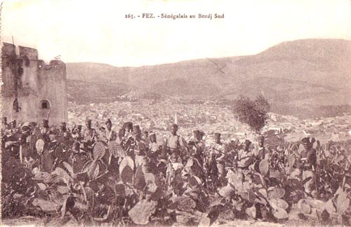  Panoramic view of Fez, with Senegalese French soldiers. 