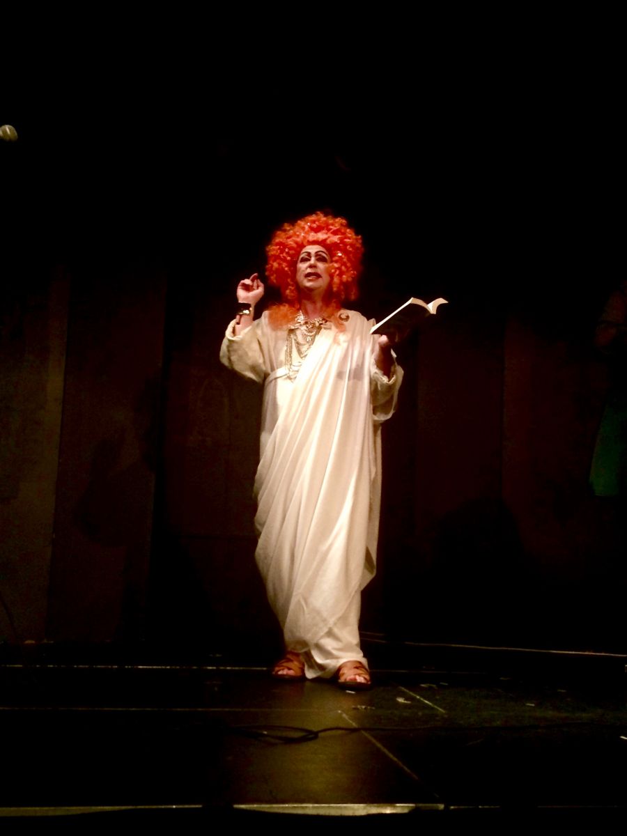 Actor Tony Leonard playing Rufius, Rufius on stage in a monologue adapted for the Polari Tour (14th October 2016). Photo by Richard Peacock.