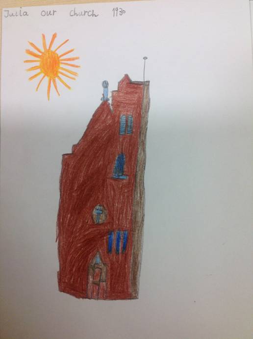 children's drawing of their church in the 1930s