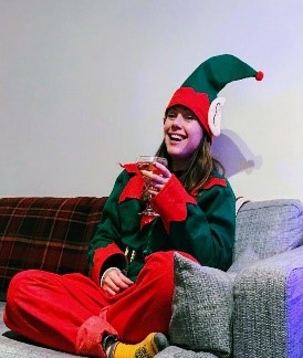 Careers consultant Penny wearing an elf costume