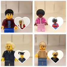 4 Lego figures imagining themselves in different jobs.