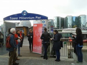 Waiting to board for our Odyssey along the Thames.