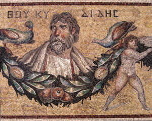 Thucydides Mosaic from Jerash, Jordan, Roman, 3rd century CE at the Pergamon Museum in Berlin.